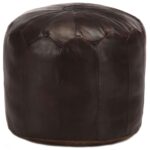 Pouffe Dark Brown 40x35 cm Genuine Goat Leather