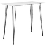 Modern White High Bar Table Counter Kitchen Dining Metal Legs Easy Assembly