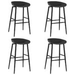 Elegant Black Bar Stools Set of Four Metal Legs Low Back Counter Pub Chairs