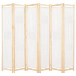 6-Panel Room Divider Cream 240x170x4 cm Fabric