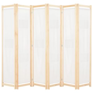 6-Panel Room Divider Cream 240x170x4 cm Fabric