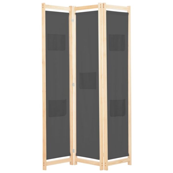 Elegant Grey Fabric Room Divider Privacy Screen with Solid Wood Frame