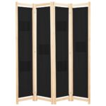 Elegant Black Fabric Room Divider Privacy Screen Folding Partition Wall Decor