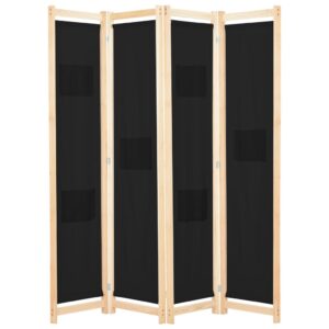 Elegant Black Fabric Room Divider Privacy Screen Folding Partition Wall Decor