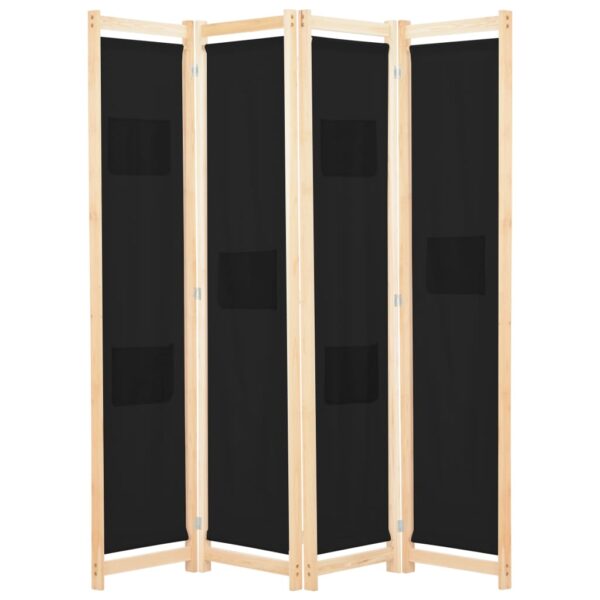 Elegant Black Fabric Room Divider Privacy Screen Folding Partition Wall Decor