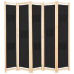 Elegant Black Fabric Room Divider Privacy Screen Folding Partition Wall Decor