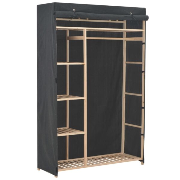 Spacious Grey Fabric Wardrobe Closet Organizer with Shelves and Hanging Bar