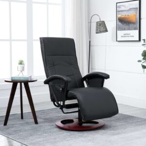 Adjustable Black Faux Leather Recliner Chair Swivel Comfort Lounge Armchair