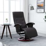 Luxurious Brown Faux Leather Swivel Recliner Armchair Adjustable Backrest