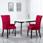 Dining Chair with Armrests Red Velvet