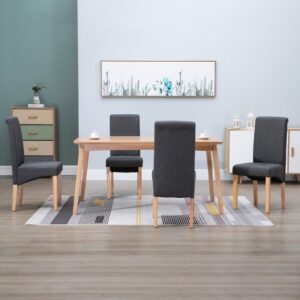 Set of Four Grey Fabric Dining Chairs Comfortable Ergonomic Wooden Frame