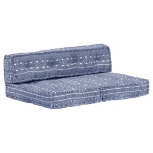 Exotic Indigo Fabric Pouffe Soft Comfortable Cotton Upholstered Lounge Seat