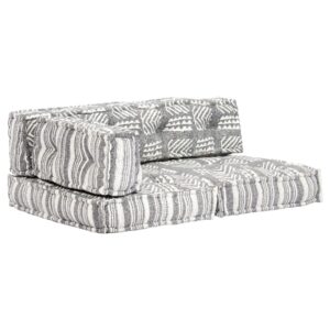 Pouffe Grey Stripe Fabric