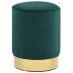 Stool Dark Green and Gold Velvet