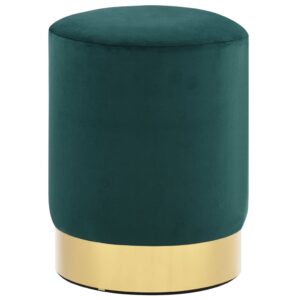 Stool Dark Green and Gold Velvet