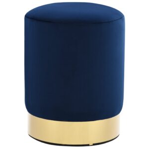 Luxurious Blue Gold Velvet Stool Barrel Shaped Side Table Foot Bench Velvet Decor