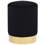 Luxurious Black Gold Velvet Stool Barrel Shaped Side Table Foot Bench Decor