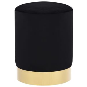 Luxurious Black Gold Velvet Stool Barrel Shaped Side Table Foot Bench Decor