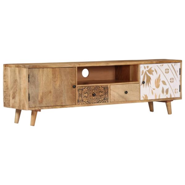 Solid Mango Wood TV Stand Media Console Handmade Cabinet with Storage Drawers