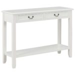 Elegant White Wooden Console Table Sideboard with Drawers and Shelf Storage