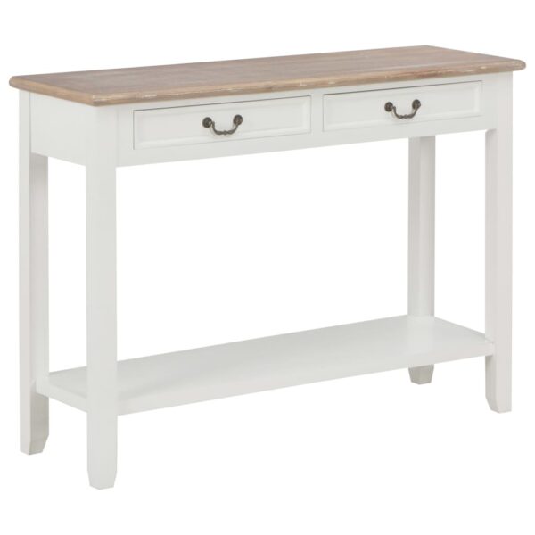 Elegant White Wooden Console Table Sideboard with Drawers and Shelf Storage