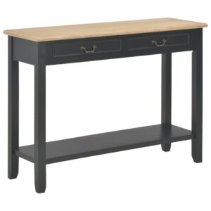 Elegant Black Wooden Console Table Sideboard with Drawers and Shelf Storage