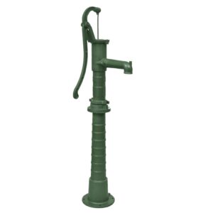 Vintage  Cast Iron Manual Garden Water Pump with Stand Green Outdoor Decor