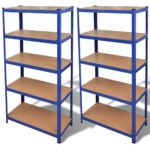 Heavy Duty Steel MDF Storage Shelves Vertical Horizontal Blue Organizer Pair