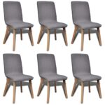 Dining Chairs 6 pcs Light Grey Fabric and Solid Oak Wood (241153+241154)