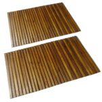 Set of Two Premium Acacia Wooden Bath Mats Non-Slip Sauna Bathroom Essentials