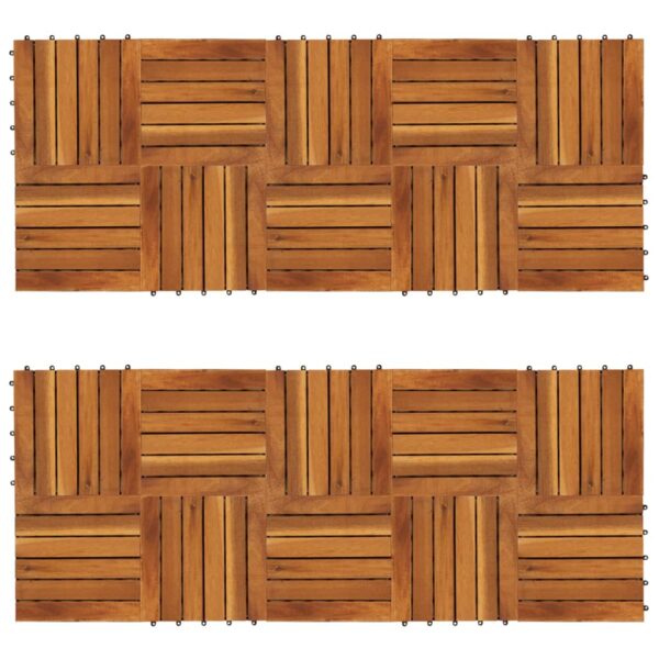 Acacia Hardwood Decking Tiles Easy Assemble Weather-Resistant Patio Garden