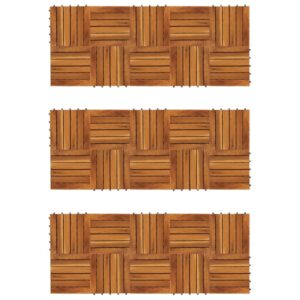 Acacia Hardwood Decking Tiles Easy Assemble Weather-Resistant Patio Garden