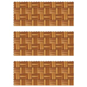 Acacia Hardwood Decking Tiles Easy Assemble Weather-Resistant Patio Garden