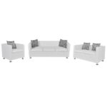 Sofa Set Artificial Leather 3-Seater 2-Seater Armchair White