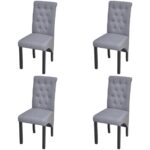 Dining Chairs 4 pcs Light Grey Fabric