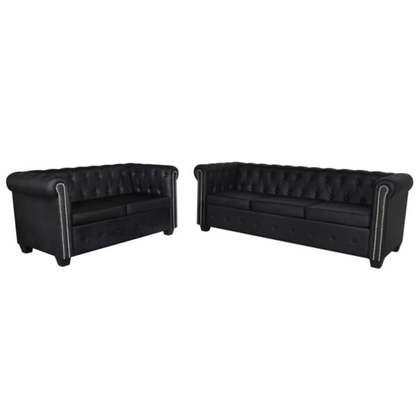 Chesterfield 2-Seater and 3-Seater Artificial Leather Black