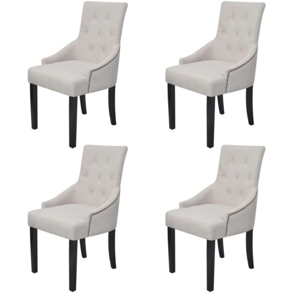 Dining Chairs 4 pcs Cream Grey Fabric