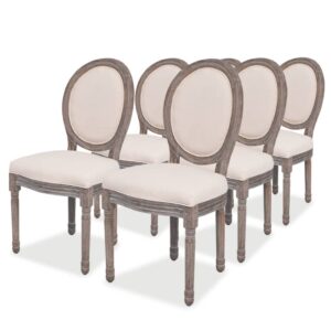 Dining Chairs 6 pcs Cream Fabric