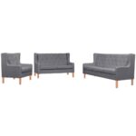 Sofa Set 3 Pieces Fabric Grey