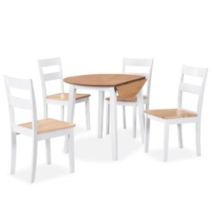 Dining Set 5 Pieces MDF and Rubberwood White