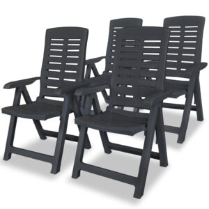 Reclining Garden Chairs 4 pcs Plastic Anthracite