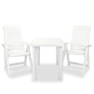 Outdoor Garden Patio Bistro Set Weather Resistant Foldable Chairs Table White