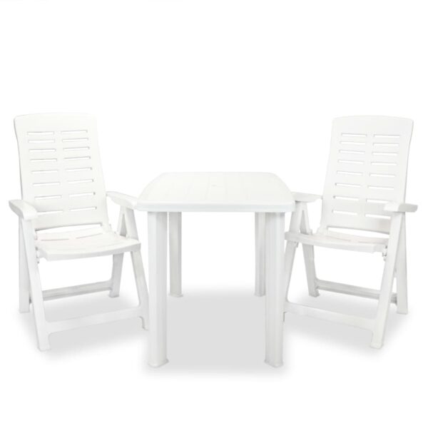 Outdoor Garden Patio Bistro Set Weather Resistant Foldable Chairs Table White