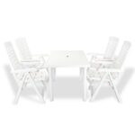 5 Piece Outdoor Dining Set Plastic White