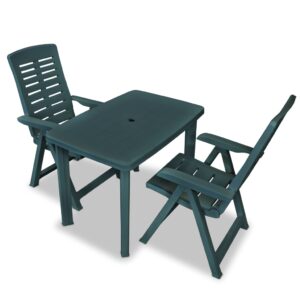 Outdoor Garden Patio Bistro Set Weather Resistant Folding Chairs Table Green