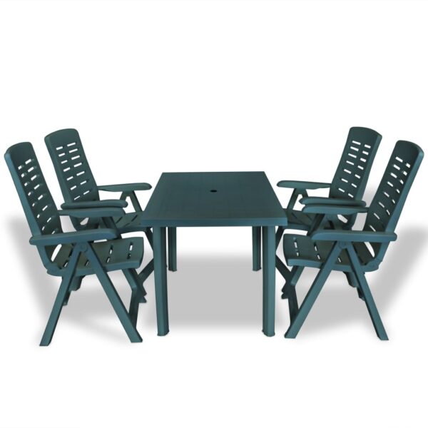 5 Piece Outdoor Dining Set Plastic Green