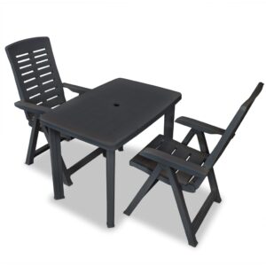 Outdoor Garden Patio Bistro Set Weather Resistant Foldable Chairs Table Anthracite