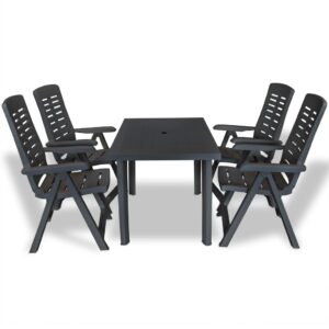 5 Piece Outdoor Dining Set Plastic Anthracite