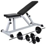 Adjustable Home Gym Fitness Weight Bench with Barbell Dumbbell Set Strength