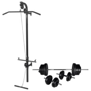 Complete Home Gym Wall-Mounted Power Tower Lat Pull-Down Low Bar Cable Workout